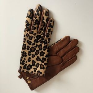 Leopard and leather Club Monaco gloves